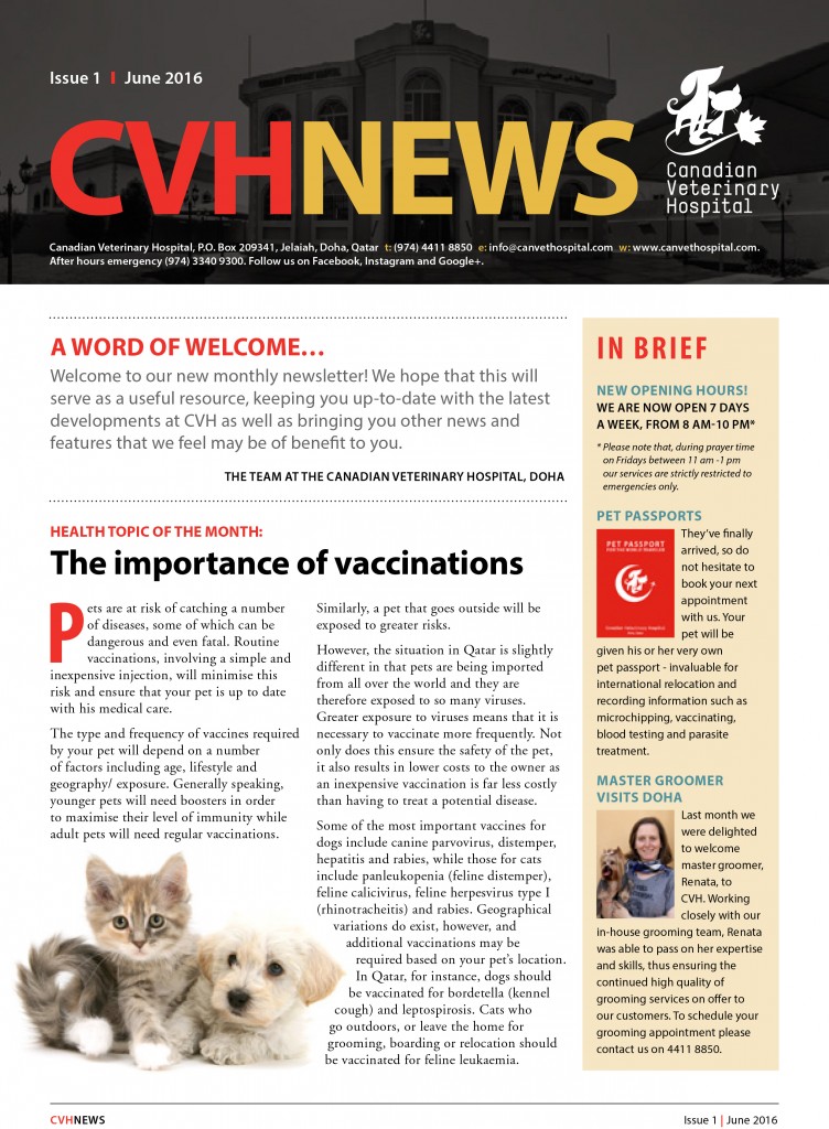 Newsletter June | Canadian Veterinary Hospital Doha, Qatar